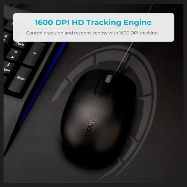 RAPOO N200 Wired Optical Mouse Black N200
