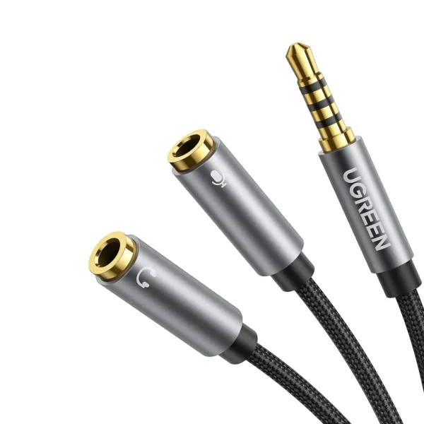 UGREEN 3.5mm Male to 2 Female Audio Cable Aluminum Case (Black) 30619