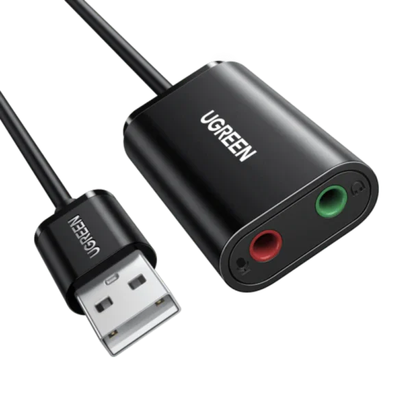 UGREEN USB-A to 3.5mm External Stereo Sound Adapter Black 15CM 30724