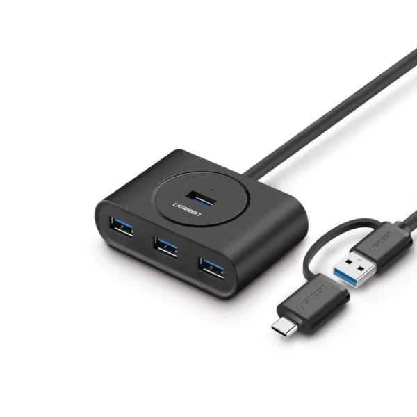 UGREEN USB 3.0 Hub with USB-C Port 1m (Black) (4 IN1) 40850
