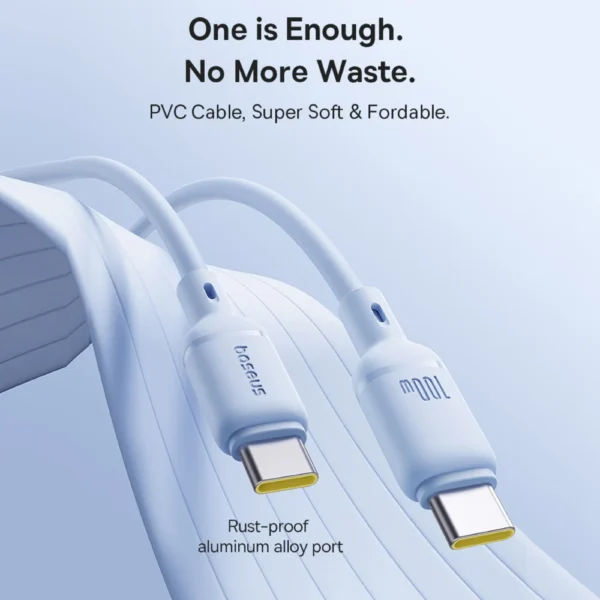 Baseus Silky Series Fast Charging Cable Type‑C to Type‑C 100W 1m Moon White P10377704213-00