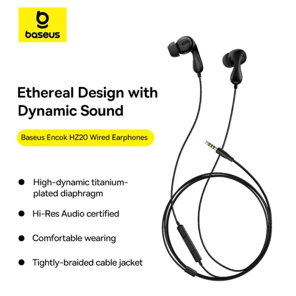 Baseus Encok HZ20 Wired Earphones Cluster Black