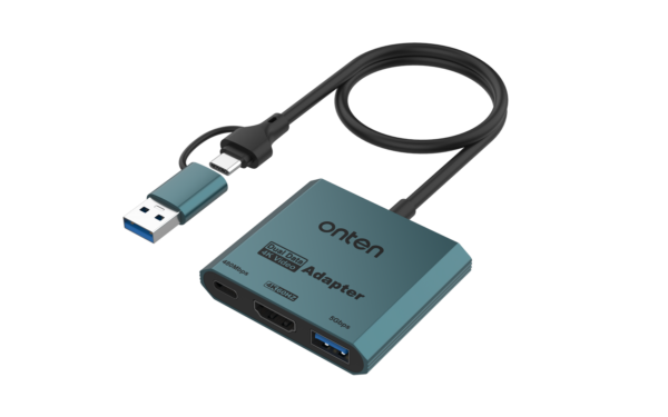 ONTEN 3‑in‑2 USB‑C/USB‑A to HDMI+USB+PD OTN-UCA303
