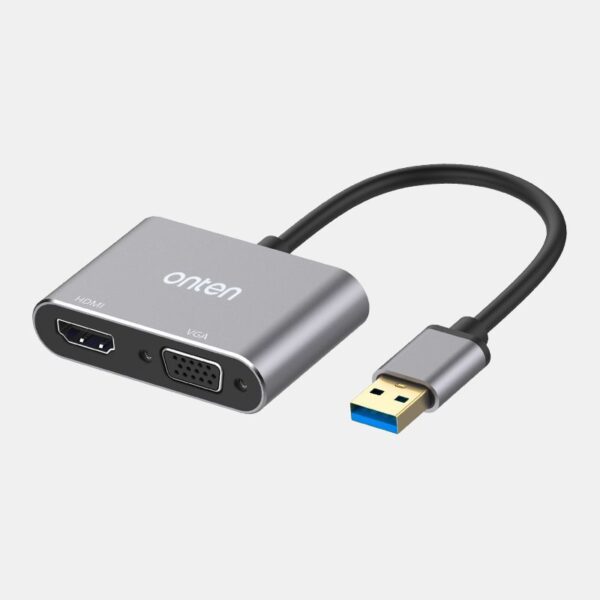 ONTEN 2‑in‑1 USB 3.0 to HDMI+VGA Adapter OTN-5201B
