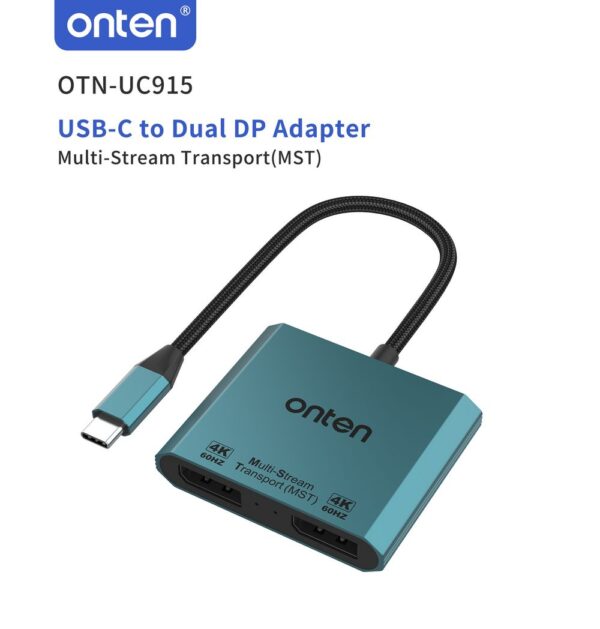 ONTEN USB‑C to Dual DisplayPort Adapter OTN-UC915