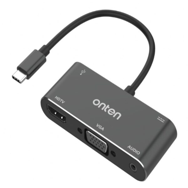 ONTEN 5‑in‑1 Type‑C to HDMI+VGA+Audio+USB+PD OTN-9573S